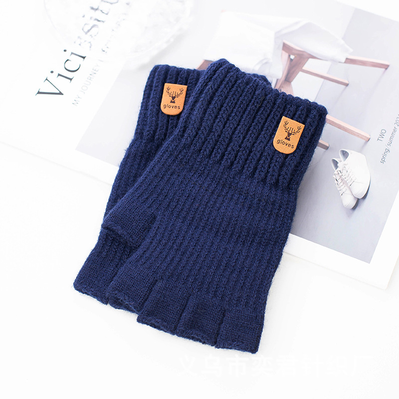 Nuevos guantes de medio Dedo de los hombres a prueba de frío cálido forrados de lana engrosada Otoño e Invierno pantalla táctil escritura guantes de ciclismo al por mayor