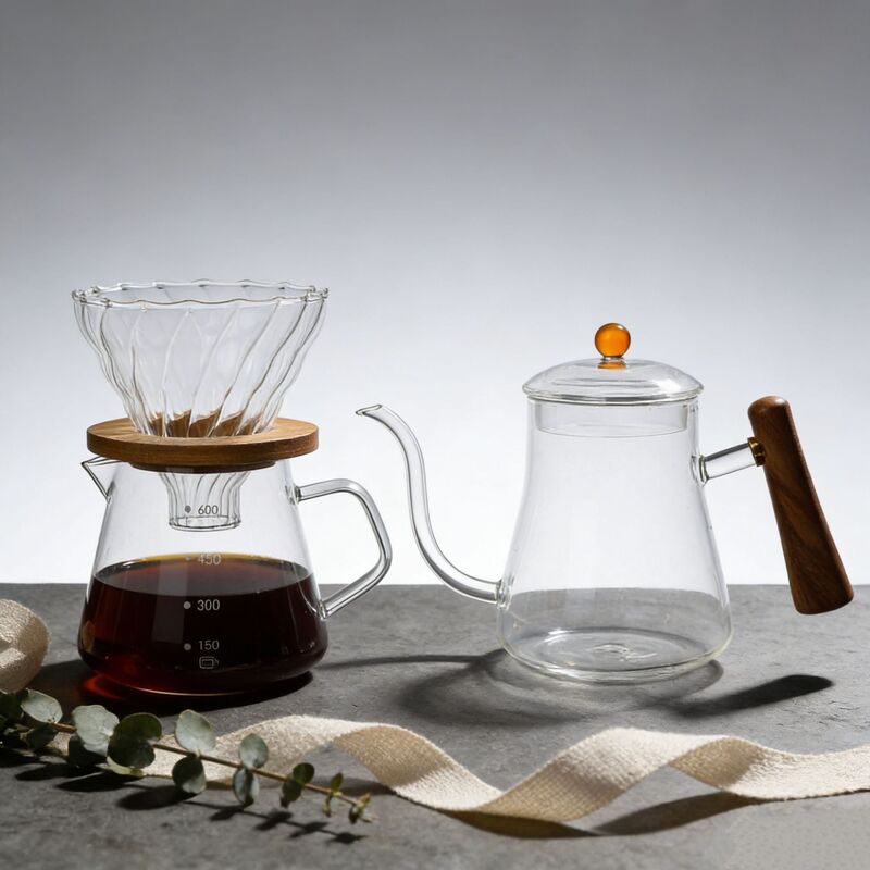 Heat-Resistant Glass Coffee Pour-Over Pot, High Borosilicate Drip Coffee Pot, Sharing Pot, Household High-Temperature Resistant Coffee Pot