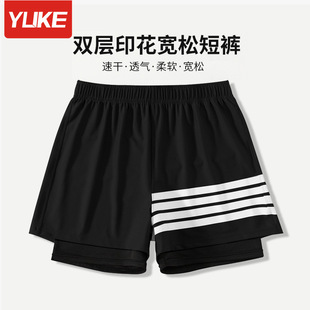 Swimming trunks men's new double-layer quick-drying breathable anti-embarrassment adult professional swimming trunks men's swimming equipment wholesale