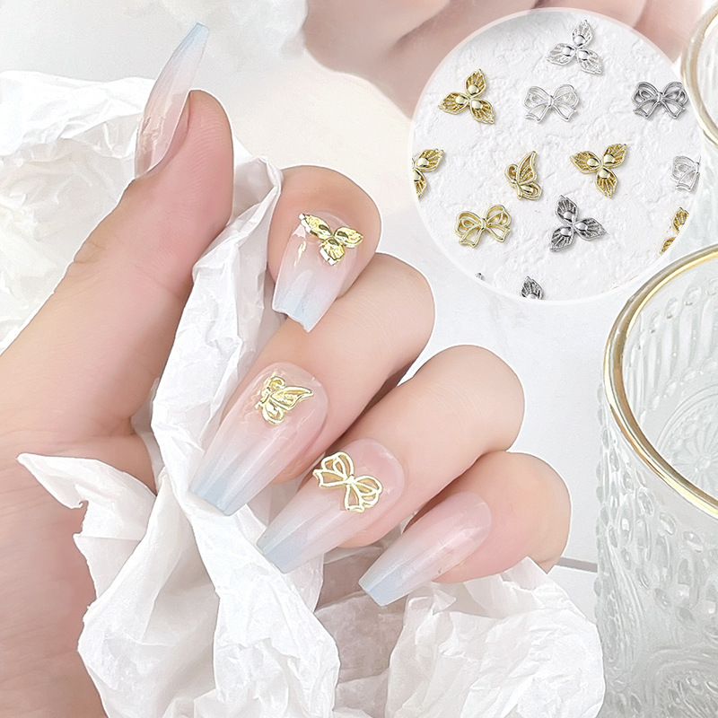 Clover Manicure Alloy Jewelry Butterfly Nail Jewelry Gold and Silver Cut Out Butterfly Accessible Luxury Manicure Nail Accessories