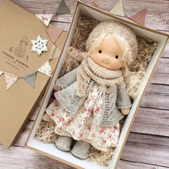 綿質華徳夫人形人形芸術家が手作りしたクリスマス親指waldorfdoll箱付き