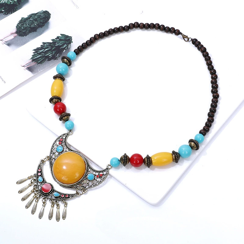 Богемное ретро ожерелье в этническом стиле женское Экзотическое Ожерелье в тибетском стиле головные уборы аксессуары для тибетской одежды женские