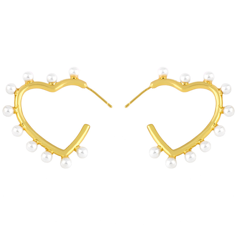 Aretes De Perlas Con Estrella Pentagonal De Corazón display picture 3