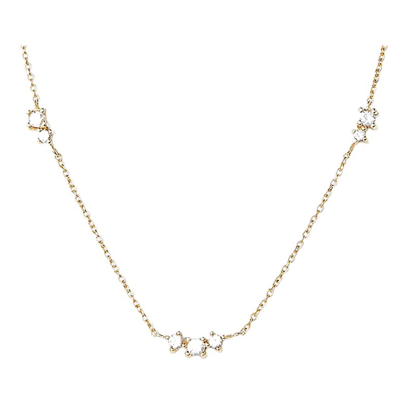 Europeo y americano transfronterizo moda s925 plata esterlina simple triple diamante apilados desgaste diario a juego personalidad todo-fósforo clavícula collar