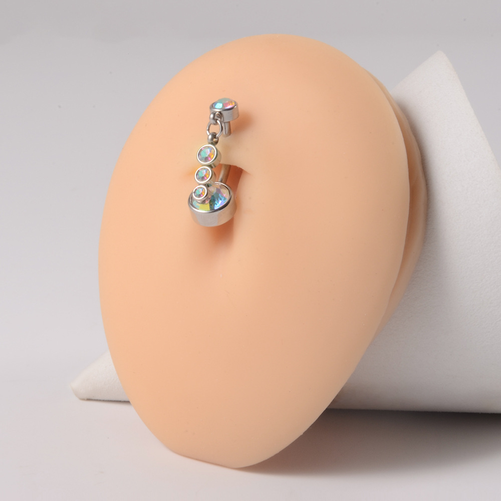 Simple Style Starry Sky Water Droplets Stainless Steel Plating Rhinestones Belly Ring 1 Piece