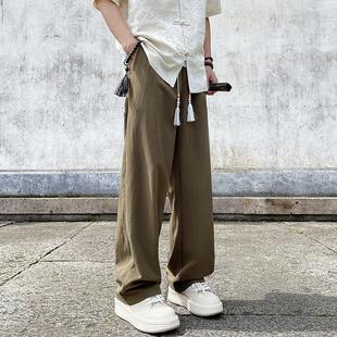 Spring and Summer New Chinese Style Men's Sports 2024 National Trend Wide-Leg Loose Trousers New Casual Pants Straight Pants