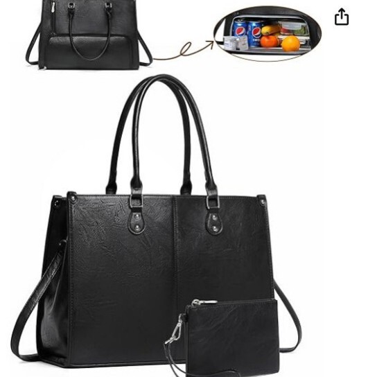 New Laptop Tote Bag with Insulated Lunch Compartment and 15.6inch Computer Compartments for Women
