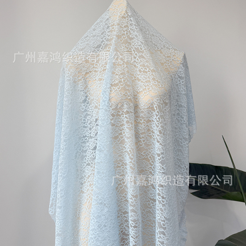 Tejido de encaje de flores pequeñas, encaje elástico de poliamonio, vestido, ropa de mujer, tela de fondo en stock