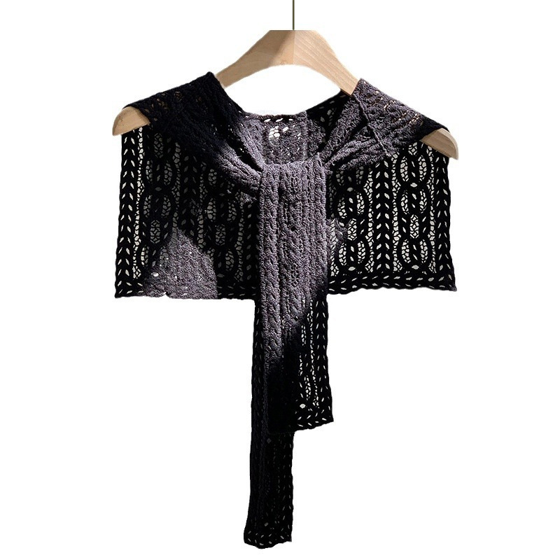 Chal de punto de alta sensación 2025 nueva decoración hueco delgada con falda camisa de hombro chal al por mayor
