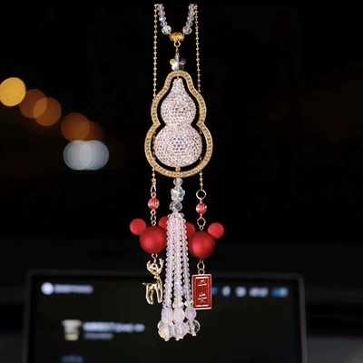 Car hanging Luxury Car Pendant Car High-end Sense - white-diamond-gold-rims-gourd-have-a-safe-journey-gift-box