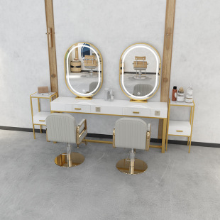 Household Hairdressing Mirror Table Beauty Barber Shop Special Double-sided Mirror Internet Celebrity Household Marble Beauty Table Mirror Wholesale