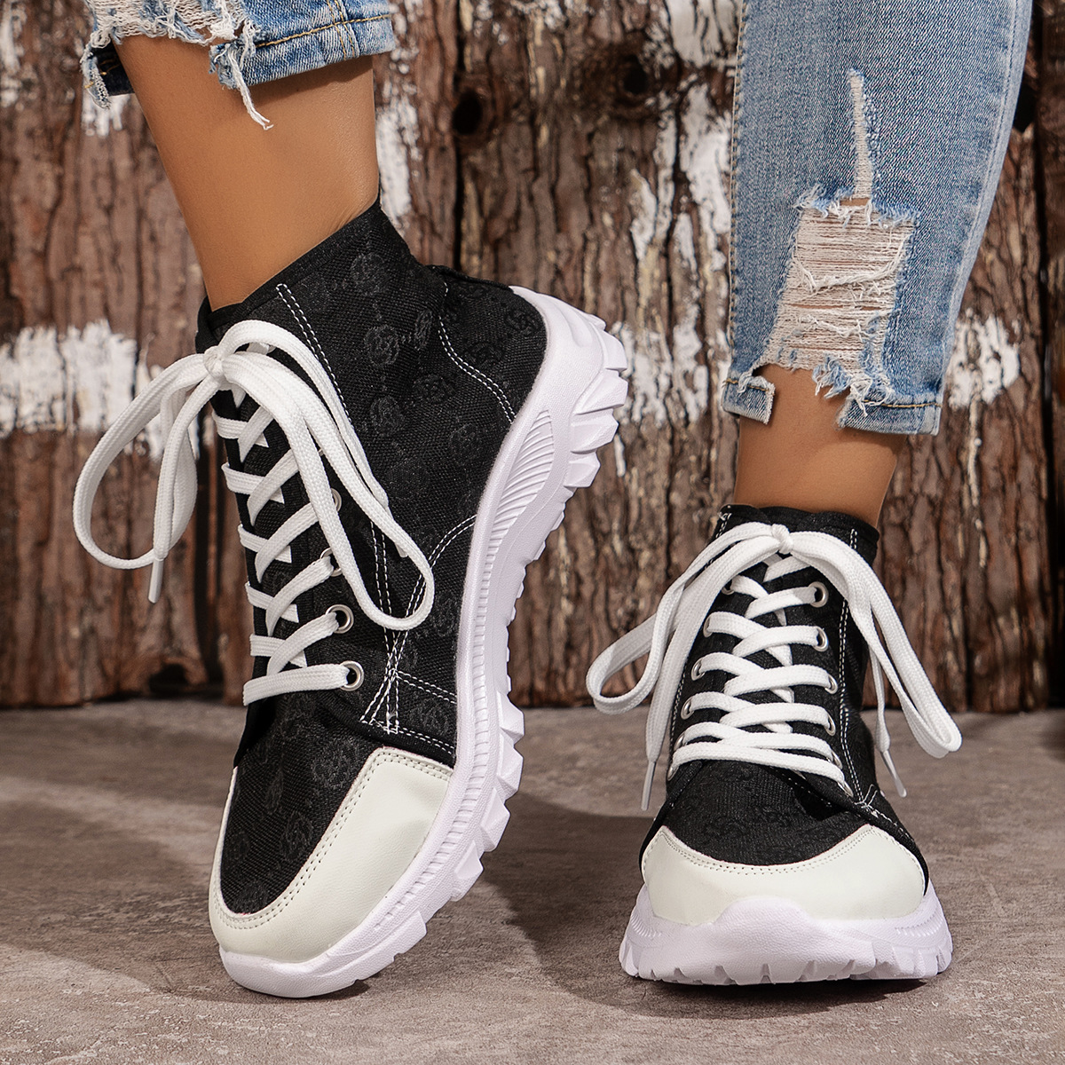 Women's High Top Canvas Sneakers Comfortable Casual Versatile_voghion.com