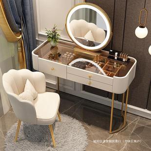 Small Apartment Makeup Table Tempered Glass Makeup Table Bedroom 3Cins Dressing Table Storage Modern Simple Accessible Luxury