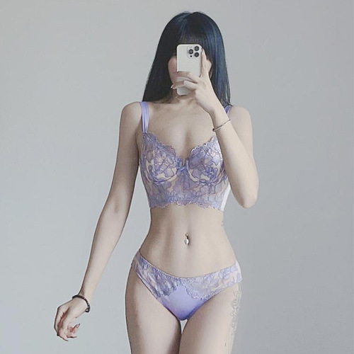 French fishbone long sexy lace bra set for women, embroidered bustier, comfortable, shaping, thin, European and American style