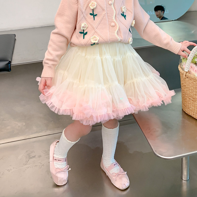 女童半身裙2024新款童裝洋氣寶寶春秋韓版裙女孩蓬蓬春裝兒童裙子