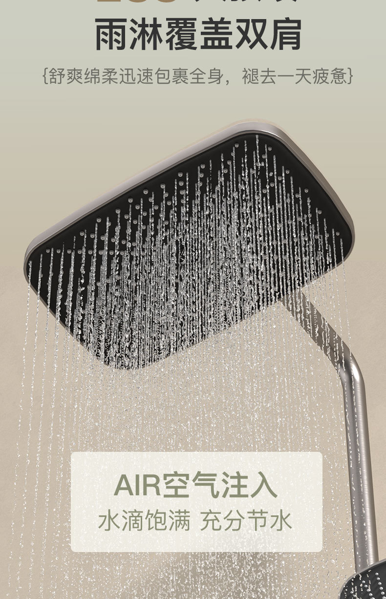 Shower head set, grey brass shower head, household constant-temperature pressurized shower head, bathroom rain shower head undefined