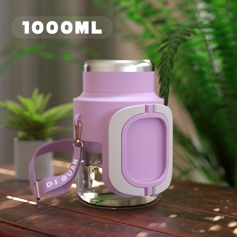 トンタンガラス製ウォーターカップ、男性用、夏用、大容量、耐熱、断熱、携帯用、大型、お茶用カップ、オフィス用、ハンドル付き|undefined