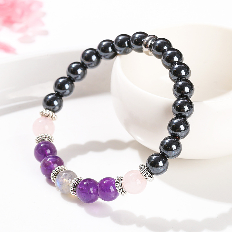 jingzhou jewelry natural haematite amethyst pink crystal mixed string bracelet fashion personalized minority men‘s and women‘s bracelets wholesale
