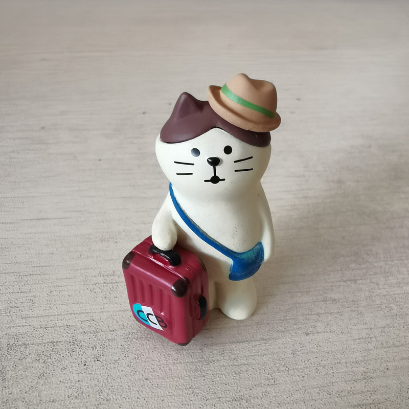 서있는 여행 가방 고양이