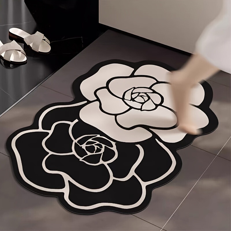 Camellia diatom mud floor mat flower small fresh air bathroom absorbent floor mat dirt-resistant wear-resistant non-slip bathroom floor mat