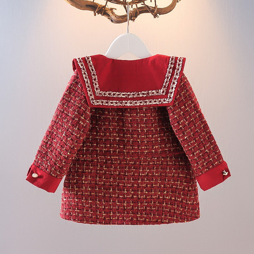 Set of Women's Children's Outfits for Autumn and Winter, Thickened Children's Girls' Jackets, Backless Skirts, Spring Dresses for Little Girls