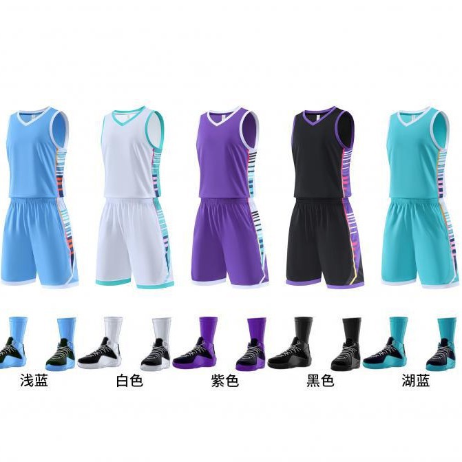 Nuevo traje de uniforme de baloncesto Camisetas de competición impresas para hombres y mujeres Campamento de entrenamiento para niños de verano Uniformes de equipo Chaleco Pantalones de cuatro puntos