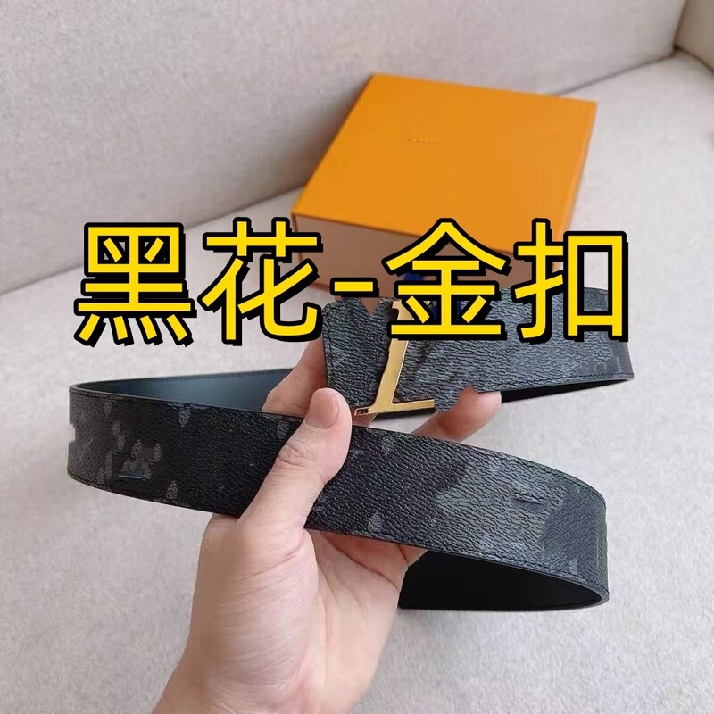 广州男士皮带男款韩版潮休闲百搭韩系平滑扣字母格纹个性裤带腰带|undefined