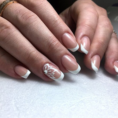 French Pure Desire Handmade Wearable Gel Nail Jelly Sheet with Petal Skin Tone Nail Art Sheet, Artificial Nail Sticker Sheet Complete Set