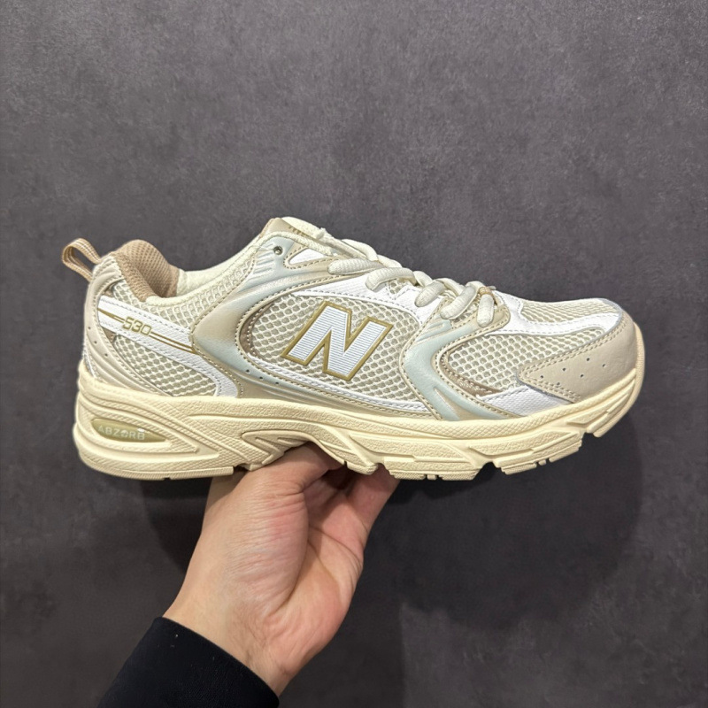 2025 Summer Style Nb530 Gray Silver White Men's and Women's Mesh Summer Couple Sports and Leisure Dad Shoes
