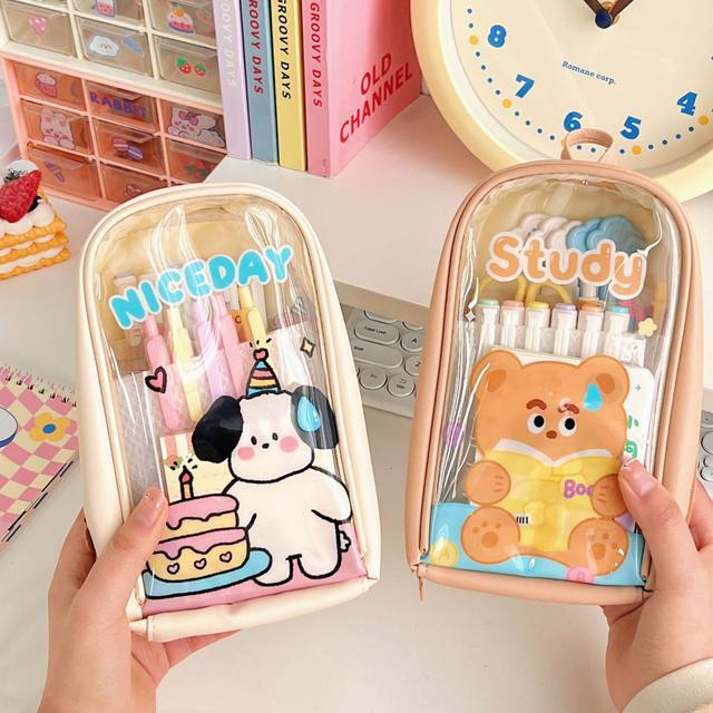 Large Capacity Stationery Pencil Case Kawaii Macaron Color - Temu