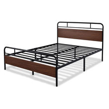亚马逊铁艺钢木床家用双人铁架床加固加厚家具床出口欧美外贸床架