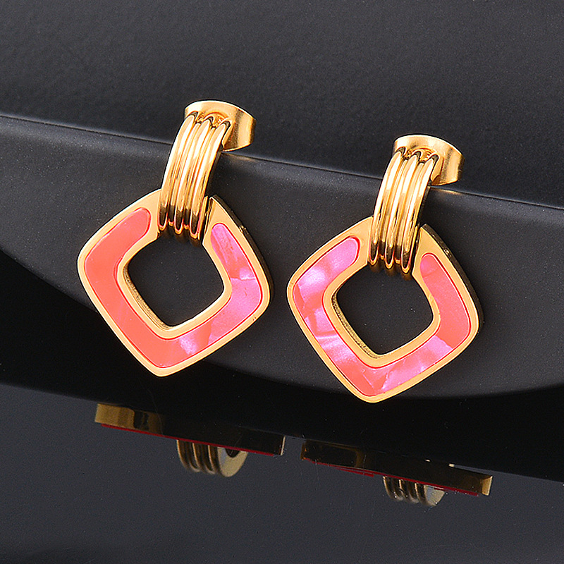 Fashion Square Arylic Titanium Steel Drop Earrings 1 Pair