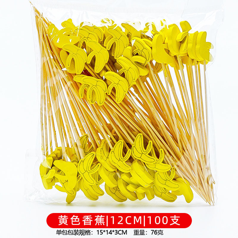 12CM un solo uso de frutas de bambú marca de cóctel creativa marca de frutas de bocadillos KTV arte marca de dientes fabricantes