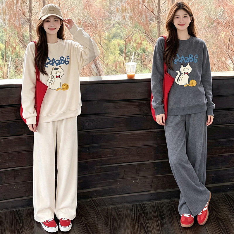 Maternity outfit for spring and autumn, trendy mom sweatshirt and wide-leg pants, two-piece set for commuting and casual outings during pregnancy Maternity outfit for spring and autumn, trendy mom sweatshirt and wide-leg pants, two-piece set for commuting and casual outings during pregnancy