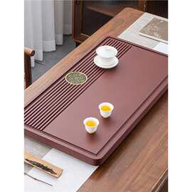 ✅实木纹茶盘家用排水办公室功夫茶具套装简约小型电木整块客厅茶