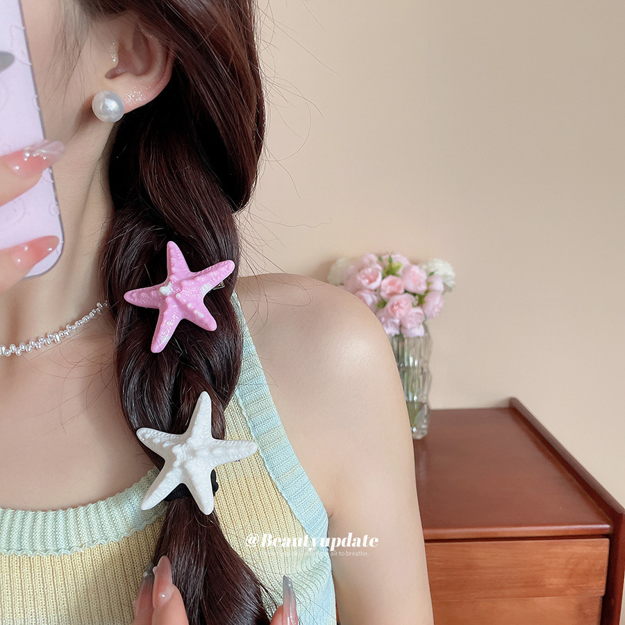 Vacaciones junto al mar viento estrella de mar horquilla moda tendencia de fotografía lateral clip de pico de pato sentido de alta gama accesorios para el cabello de todo fósforo mujeres