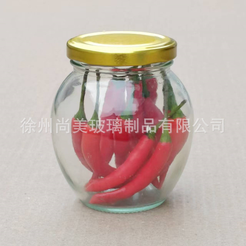 透明玻璃蜂蜜瓶罐头瓶子空瓶密封圆形果酱辣椒酱瓶带盖玻璃小样瓶