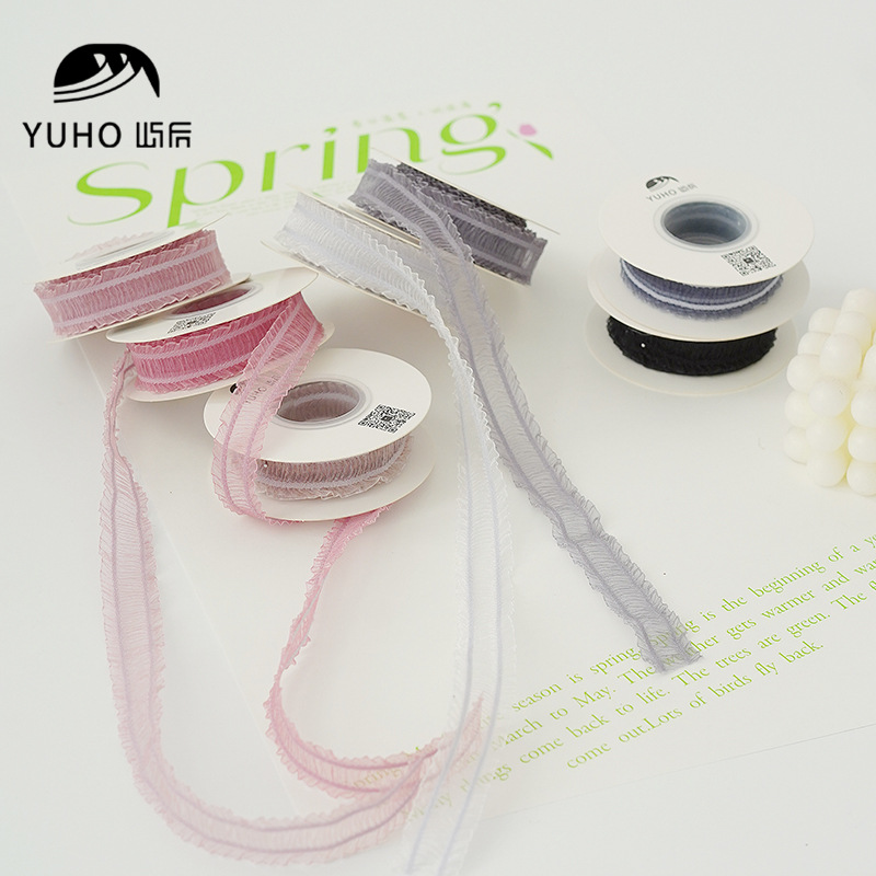 屿后 皱边纱带鲜花花束装饰绸带节日礼物diy手捧彩带花店包装材料