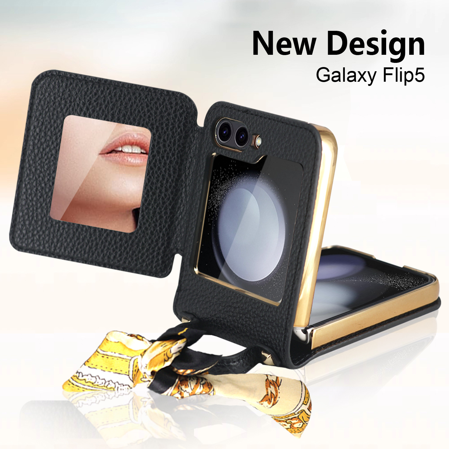 Suitable for Samsung Galaxy Z Flip 5 Beauty Mirror phone case flip5 portable portable bag mirror protective case