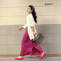 慵懒风气质御姐宽松休闲白色衬衫半裙女装2025秋冬新款时尚两件套