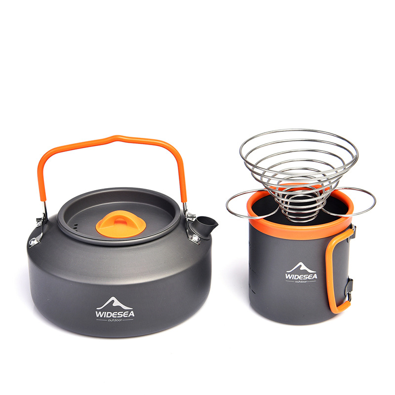 Widesea Kettle Set Teapot Outdoor Coffee Cup Portable Hiking Climbing Cookware Camping_voghion.com