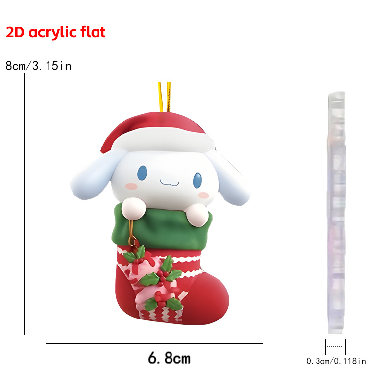 Transfronterizos nuevos adornos de Navidad Sanrio 2D colgantes planos acrílicos árbol de Navidad colgantes de decoración de atmósfera de vacaciones image 12