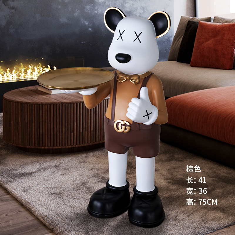 (2개) 창조적 인 폭력적인 곰 바닥 방 장식 큰 장식품 거실 보관 샘플 플레이트 집들이 새 집 선물