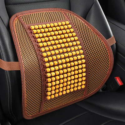 Car Lumbar Support Summer Breathable: Waist support - zy-small-bead-waist-support-warm-rice