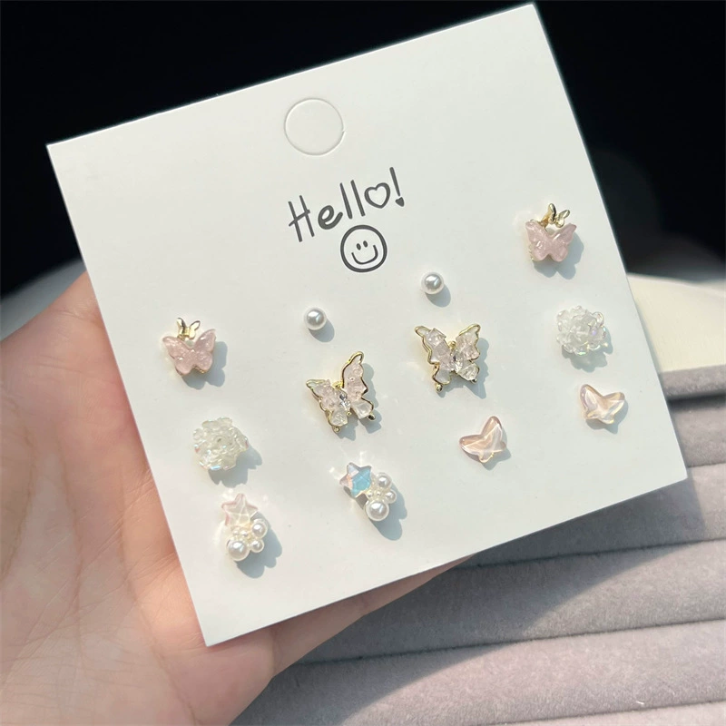 Earrings with bow, sophisticated set from pearl, flowered