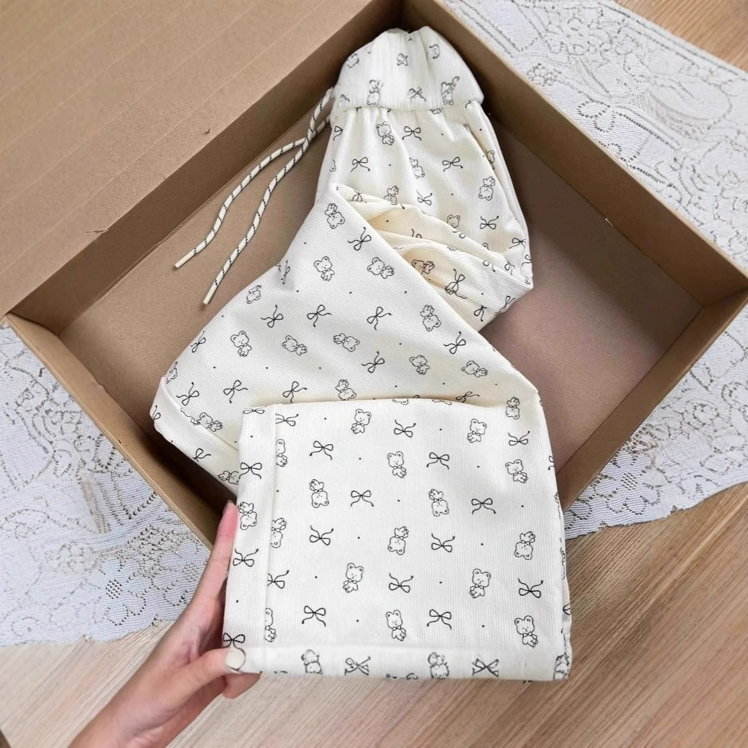 Повседневные прямые брюки с милым котенком и принтом для женщин, весна-лето 2025, новый стиль, универсальные свободные утягивающие широкие брюки