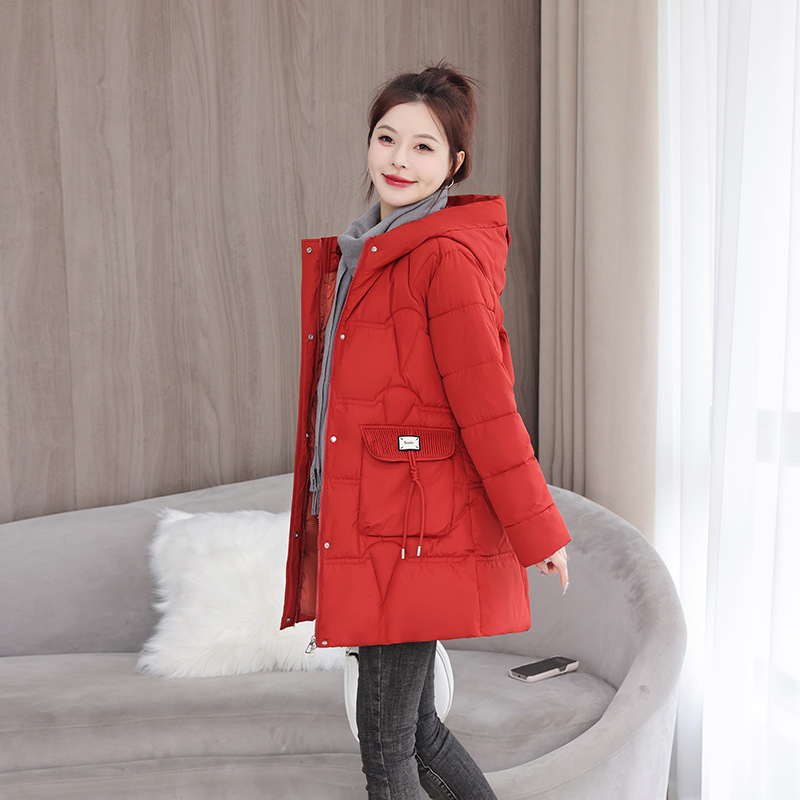 2025 nueva chaqueta china de algodón encapuchada de invierno de algodón sólido chaqueta de algodón gruesa y larga chaqueta de mujer image 6