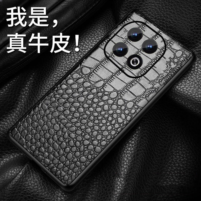 For iQOO12 11 10pro 9 8 7 Neo6se Z7 phone case real head layer leather crocodile pattern men's