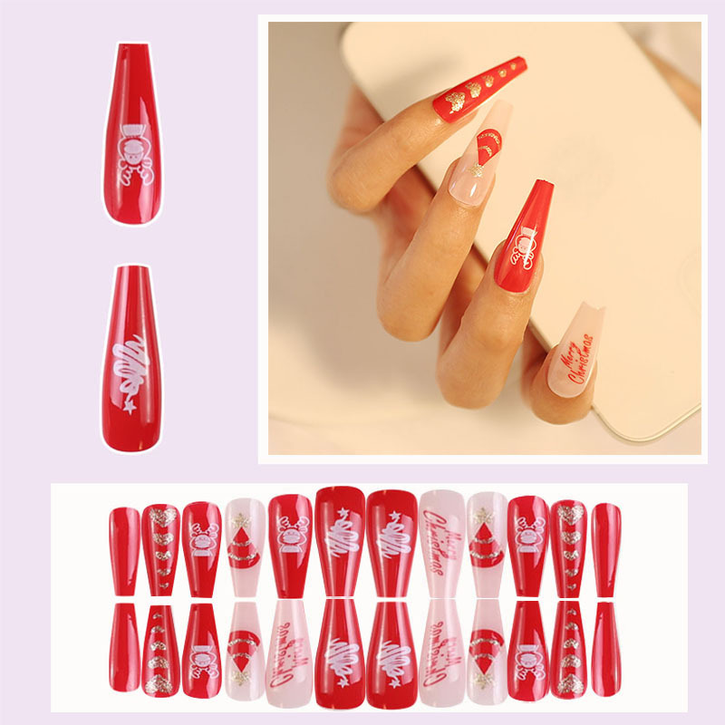 Navidad desgaste armadura nupcial clavo artificial acabado uñas pieza caja desmontable parche de uñas