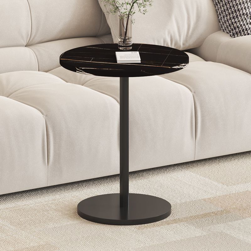 [고급 원형 사이드 테이블 모델] 블랙 대리석 + 블랙 스트레이트 프레임